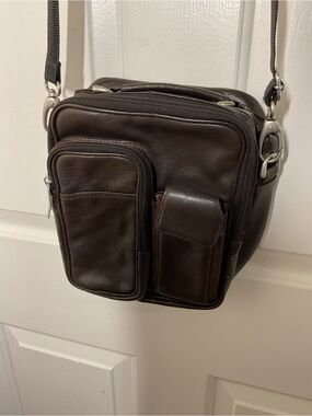 Wilsons Leather Brown Organizer Crossbody Bag Genuine Leather Travel EDC